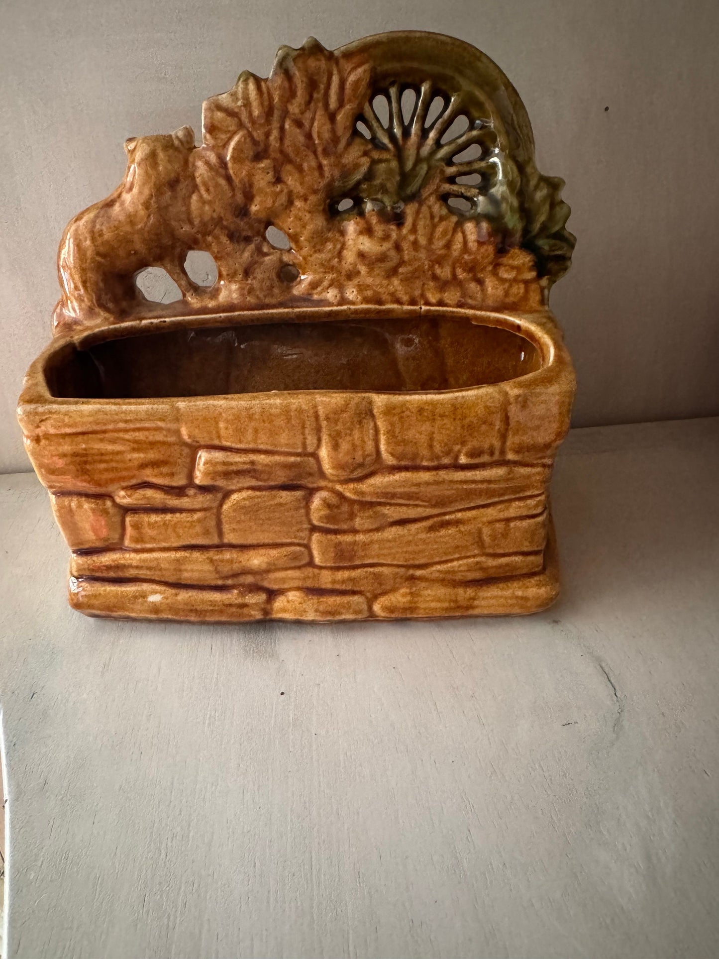 McCoy Water Wheel Scottie Dog and Cat Planter Vintage Planter Gift Gift Planter One of a Kind Succulent Planter