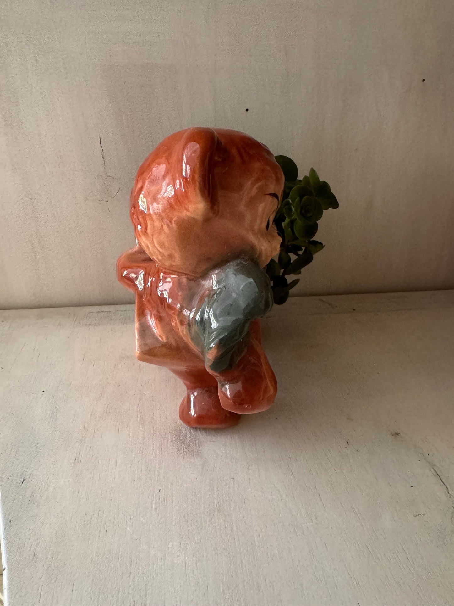 One of a Kind Baby Gift Vintage Bear with Wagon Unique Gift Planter Vintage Gift One of a Kind Gift Succulent Planter Vase