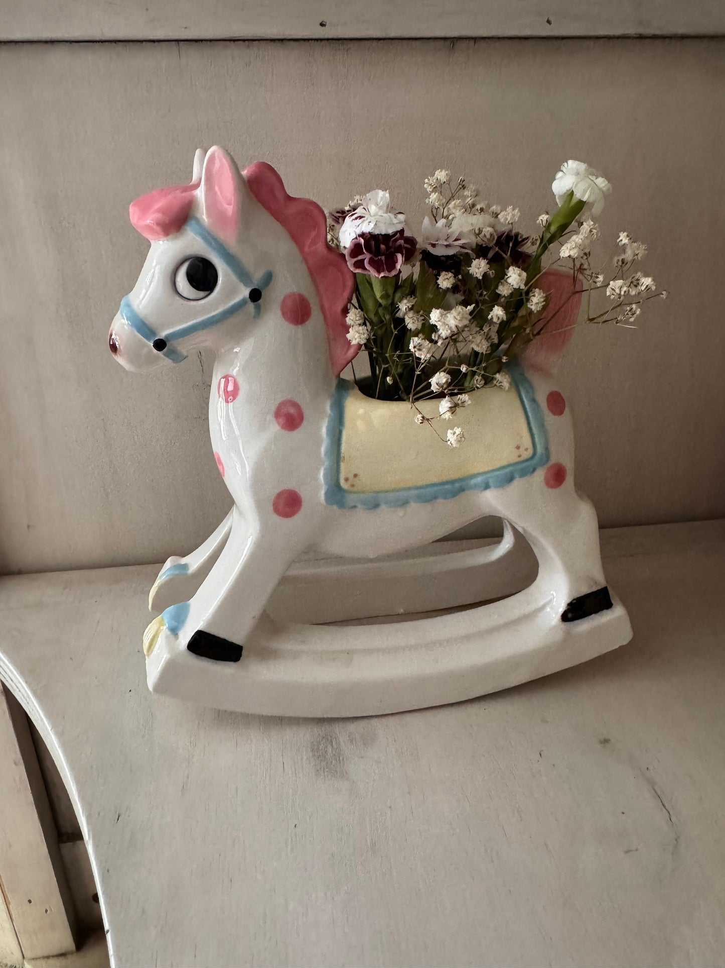 Vintage Rocking Horse Planter Gift Cute Baby Gift Planter One of a Kind Baby Gift Succulent Planter Floral Vase for Baby