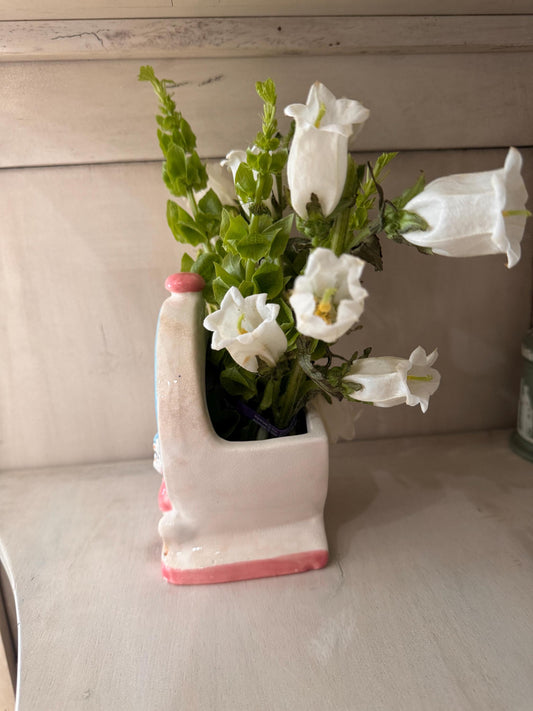 Vintage Baby Planter Rare Clock Mouse Planter Vase Unique Shower Gift Pastel Baby Gift Planter One of a Kind Baby Gift Succulent Planter