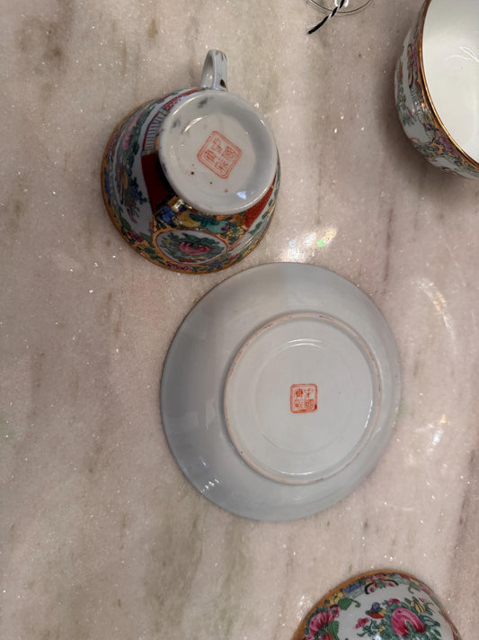 Rose Canton Large Plate Porcelain Asian famille Verte Hand Painted Vintage Chinoserie Chinese Butterfly Decorative Cabbage plate