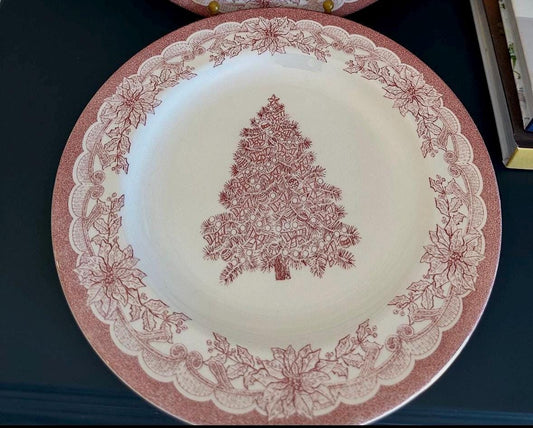staffordshire plate dinner red Yuletide