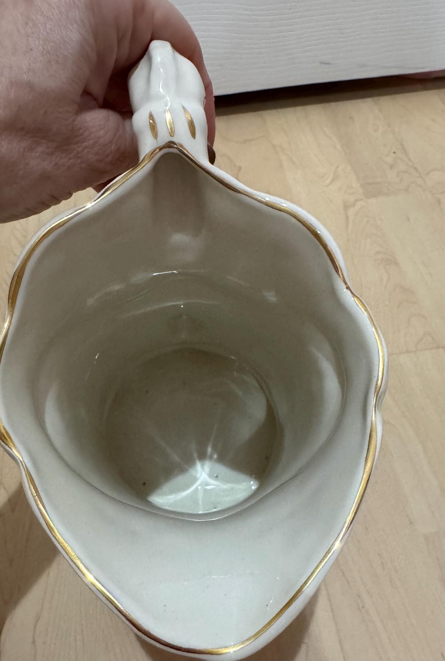 ironstone staffordshire pitcher vase floral design 14k edges