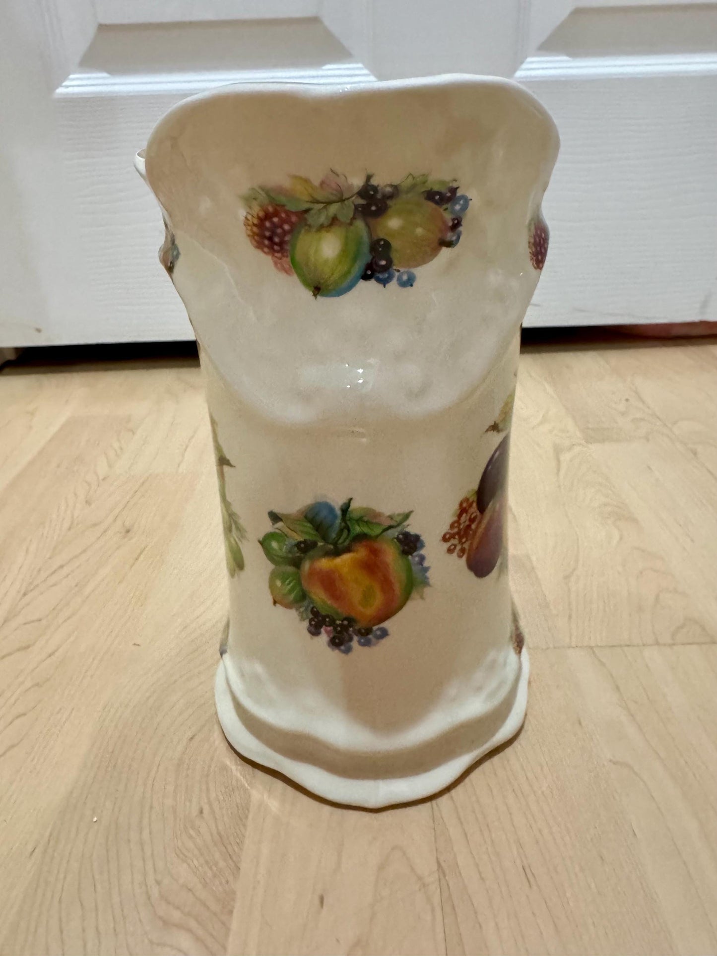 ironstone staffordshire pitcher vase floral design 14k edges
