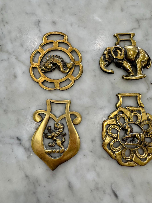 Horse Brass English Saddle Brass Medallions Vintage Horse Brass made in England