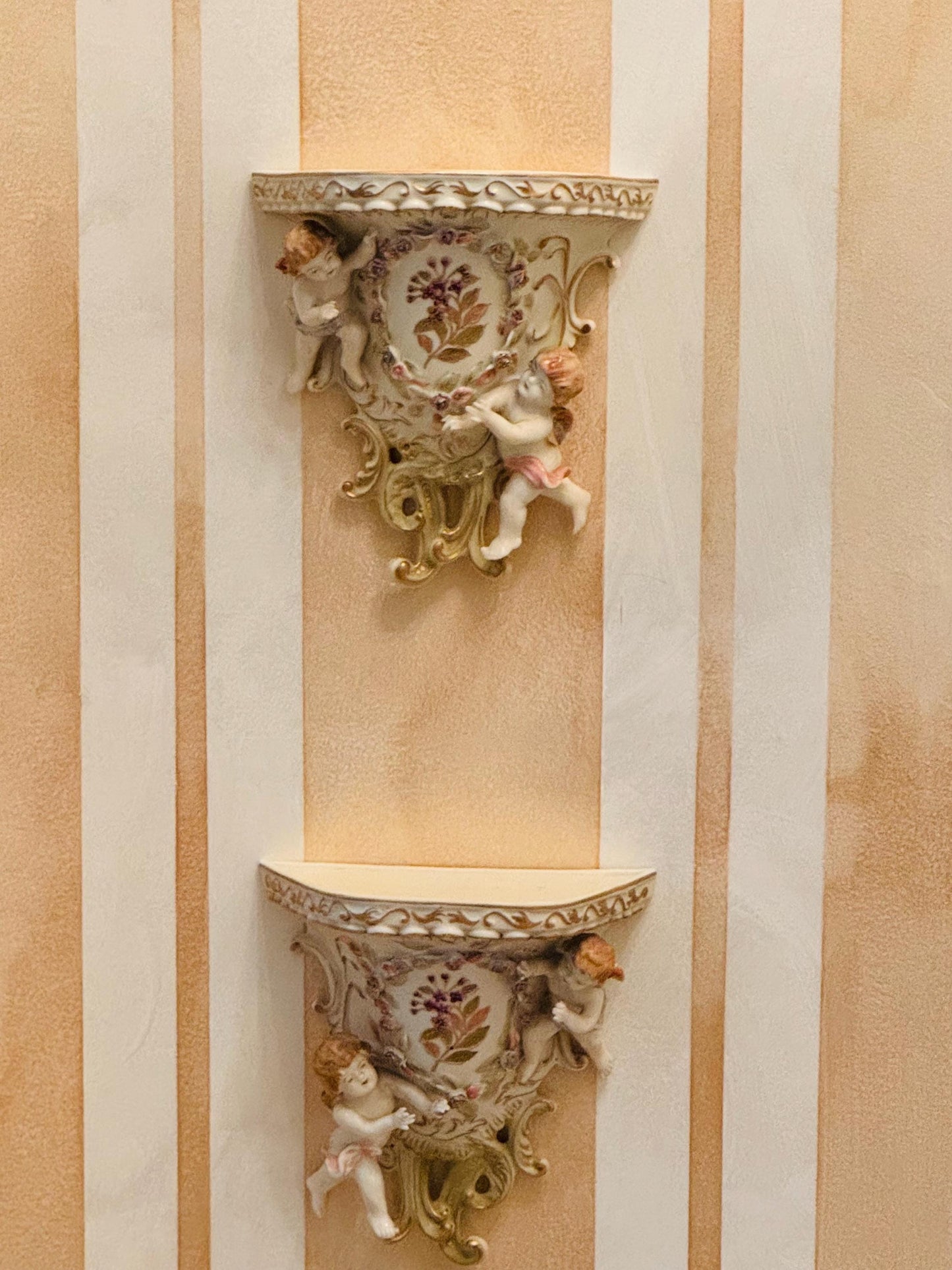 Decorative Sconces by Lenwile Ardalt Noritake Cherubs Capodimonte wall Sconces Vintage Japanese Porcelain Angels Cherubs Brigeton Decor Pair