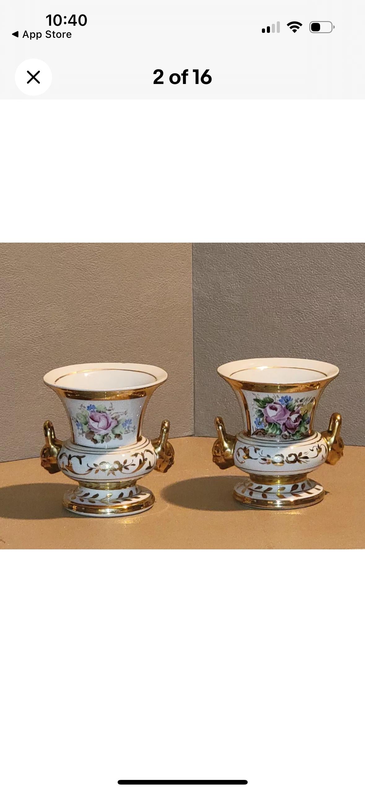 Vases Urns Pair Floral Vintage Asian with handles Tablescape Vintage Wong Lee Chelsea House Asian Hand Painted Vases Charlton Porcelain