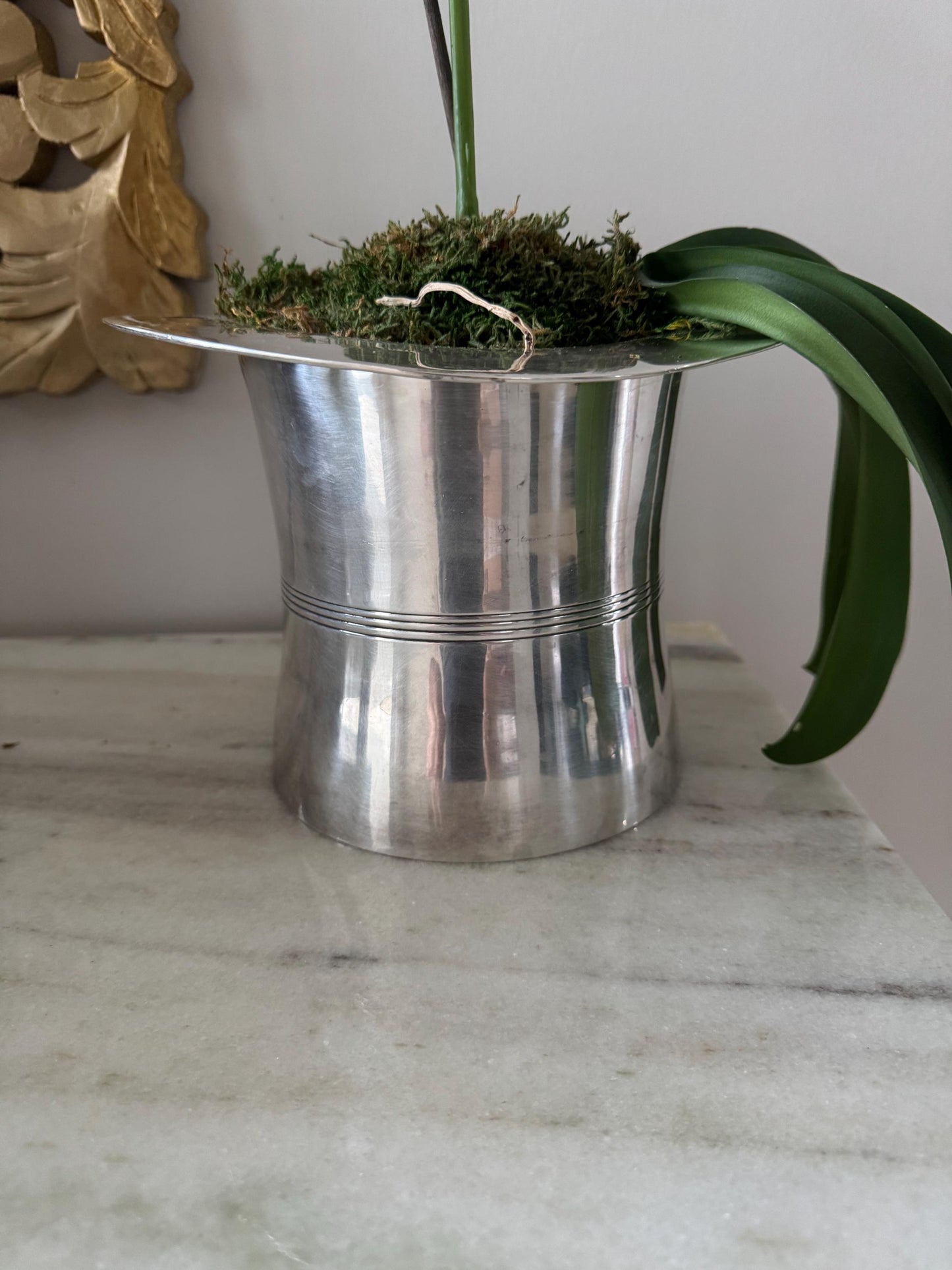 Silver Ice Bucket Vintage Top Hat MCM Deco Ice Bucket Rare Gorham