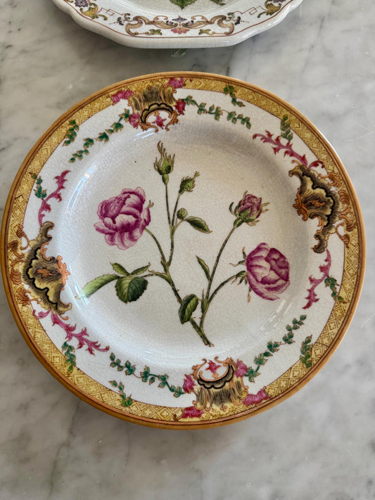 Wong Lee Plates Set of 2 floral and fruit for plate wall JUWC 1895 Collectible Plates