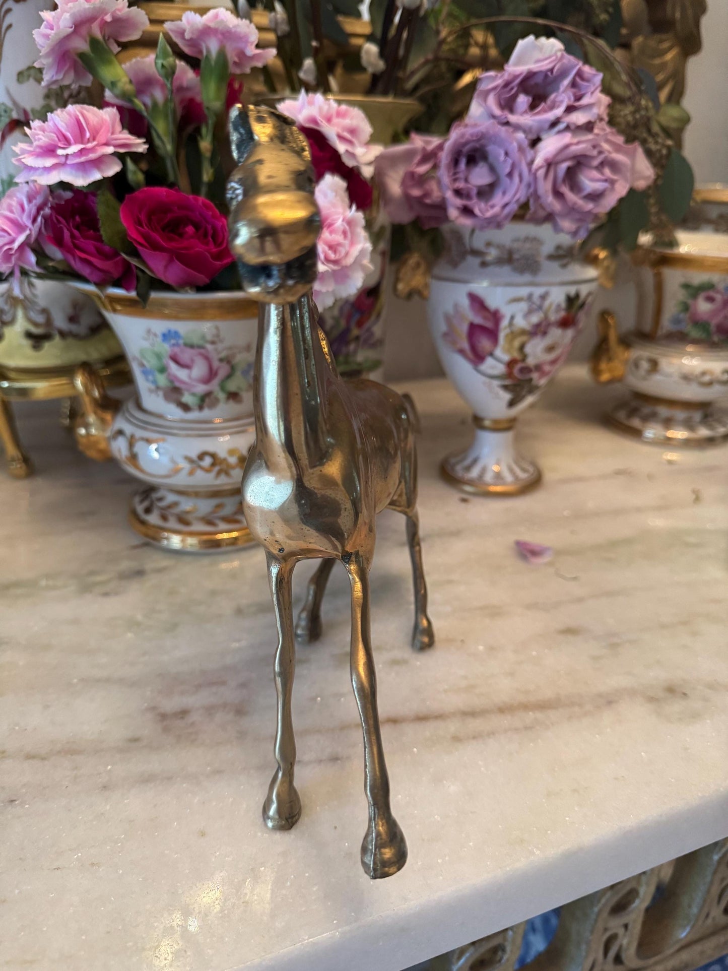 Brass Running Horse Figure Equrstrian Horse lovers MCM brass horse Collectible