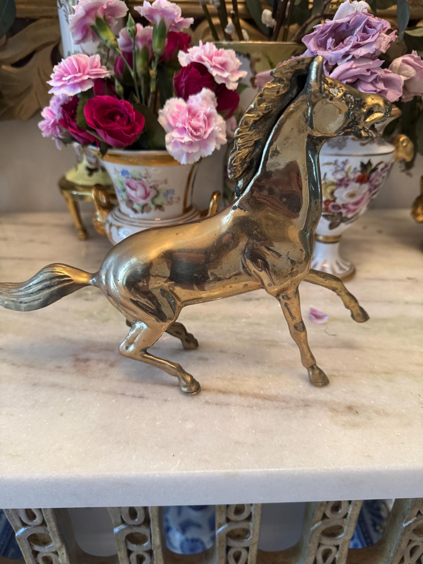 Brass Running Horse Figure Equrstrian Horse lovers MCM brass horse Collectible