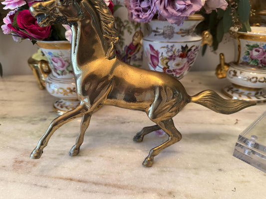 Brass Running Horse Figure Equrstrian Horse lovers MCM brass horse Collectible