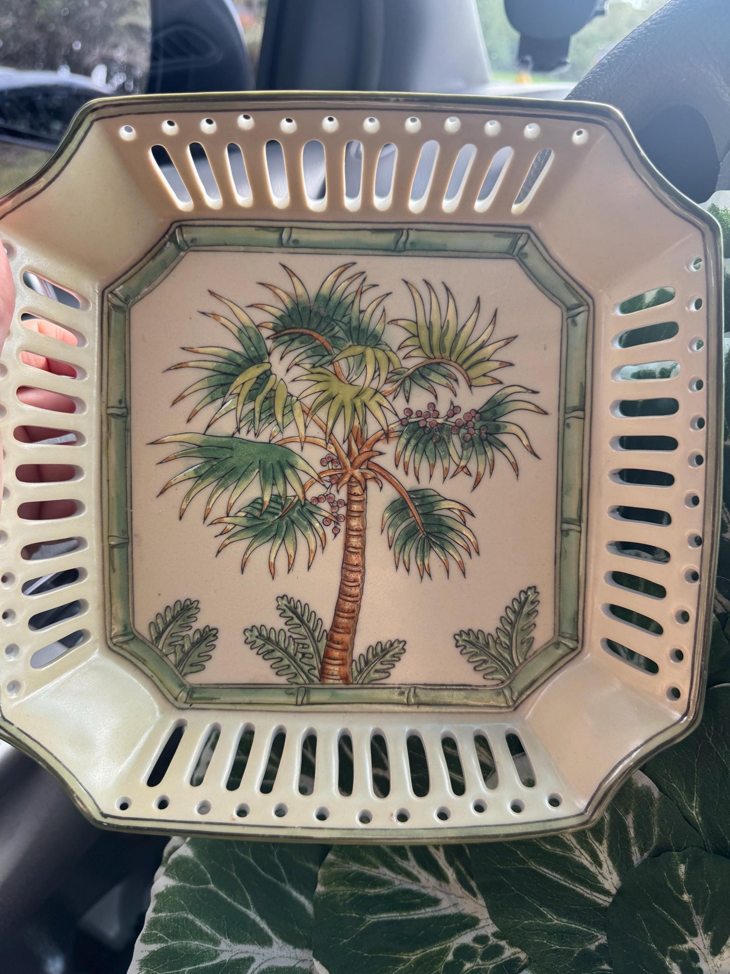 fitz Floyd palm tree square plate