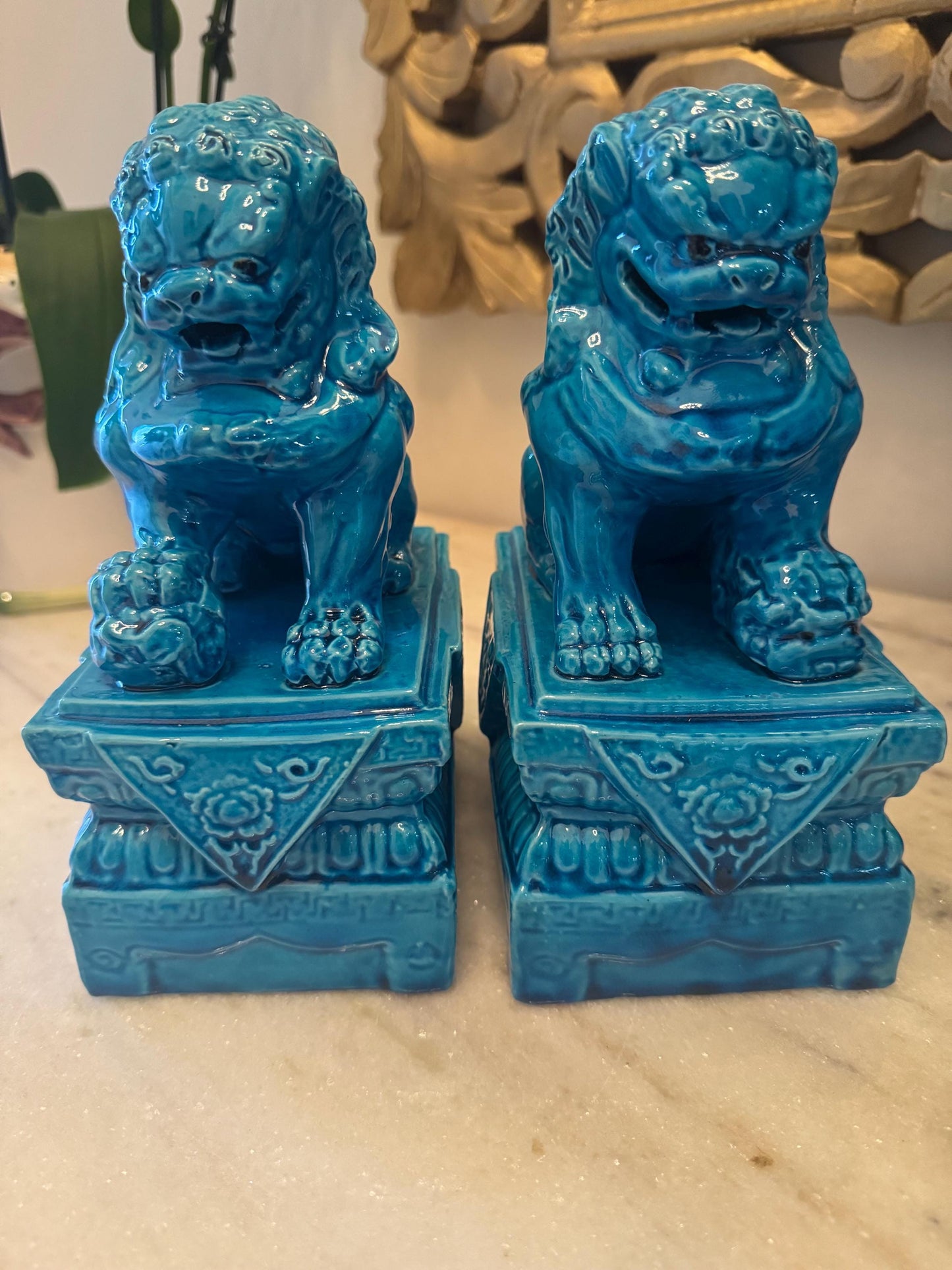 foo dog set blue turquoise
vintage foo dogs