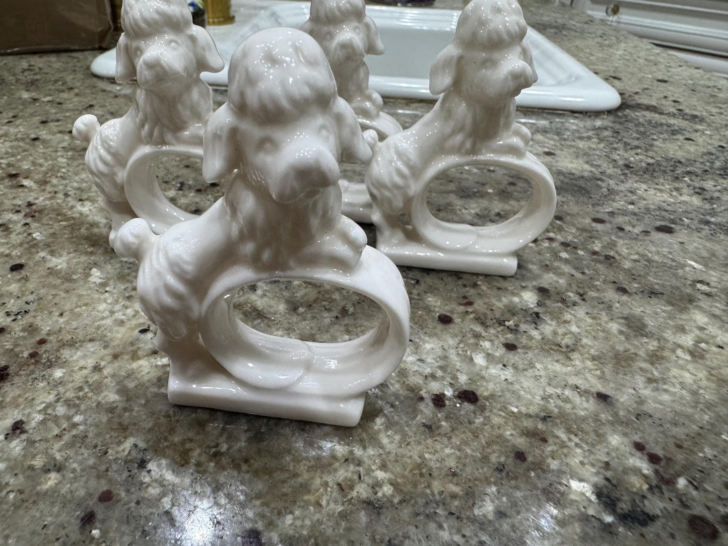 poodle napkin rings set of 4 white poodle dog napkin rings MCM napkin rings