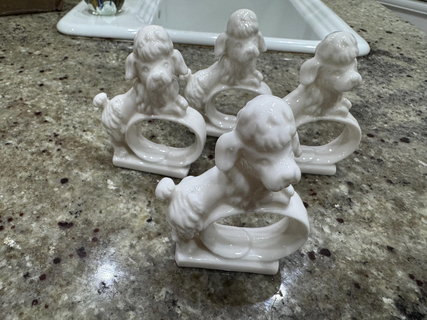 poodle napkin rings set of 4 white poodle dog napkin rings MCM napkin rings