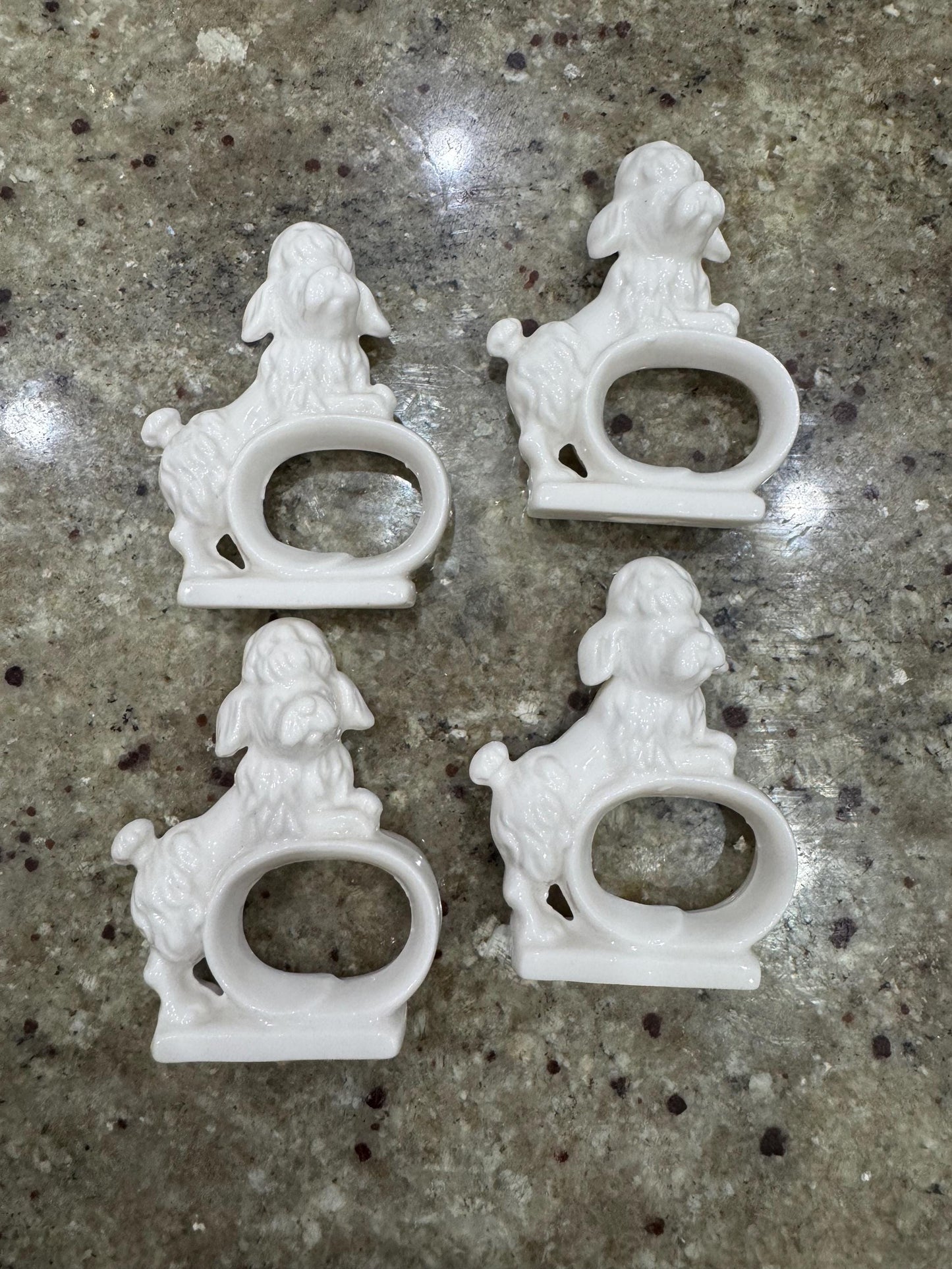 poodle napkin rings set of 4 white poodle dog napkin rings MCM napkin rings