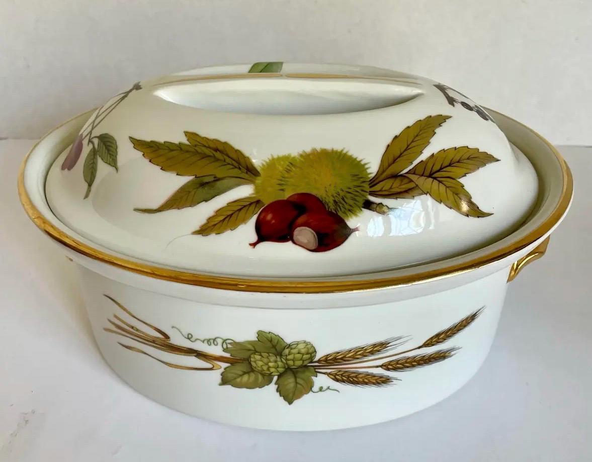 Lidded Casserole Royal Royal Worcester Evesham Pattern Vintage 1961 English China Serving Dish Made in England