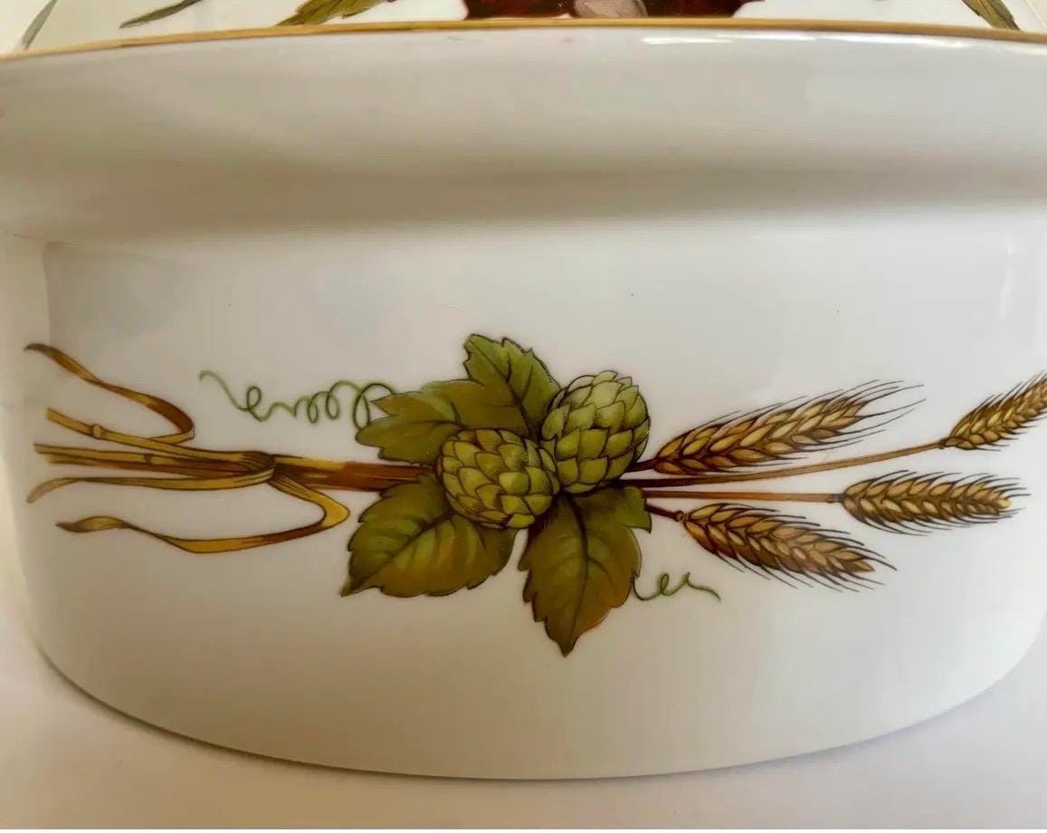 Lidded Casserole Royal Royal Worcester Evesham Pattern Vintage 1961 English China Serving Dish Made in England