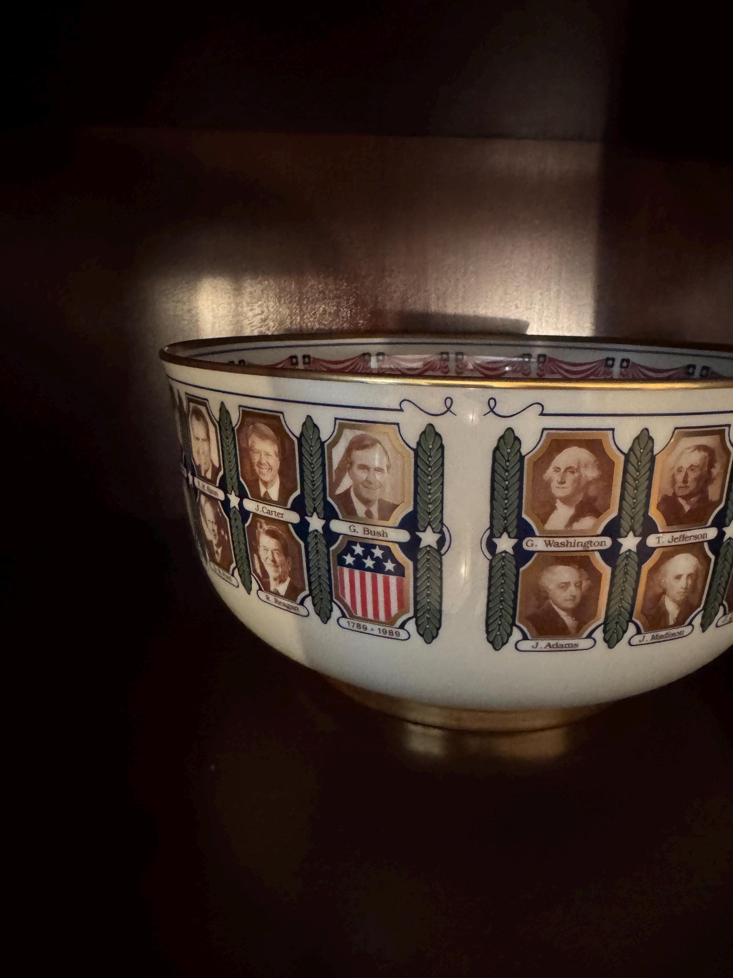 Presidential Bowl Limited Edition 1989 Porcelain bowl by Pritchard Numbered Collectible Americana Souvenir Hall of Presidents
