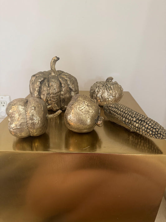 Display Vegetables Silver Plated by Twos Company 1970 Five pieces Vintage Vegtable Figures Fabulous Find