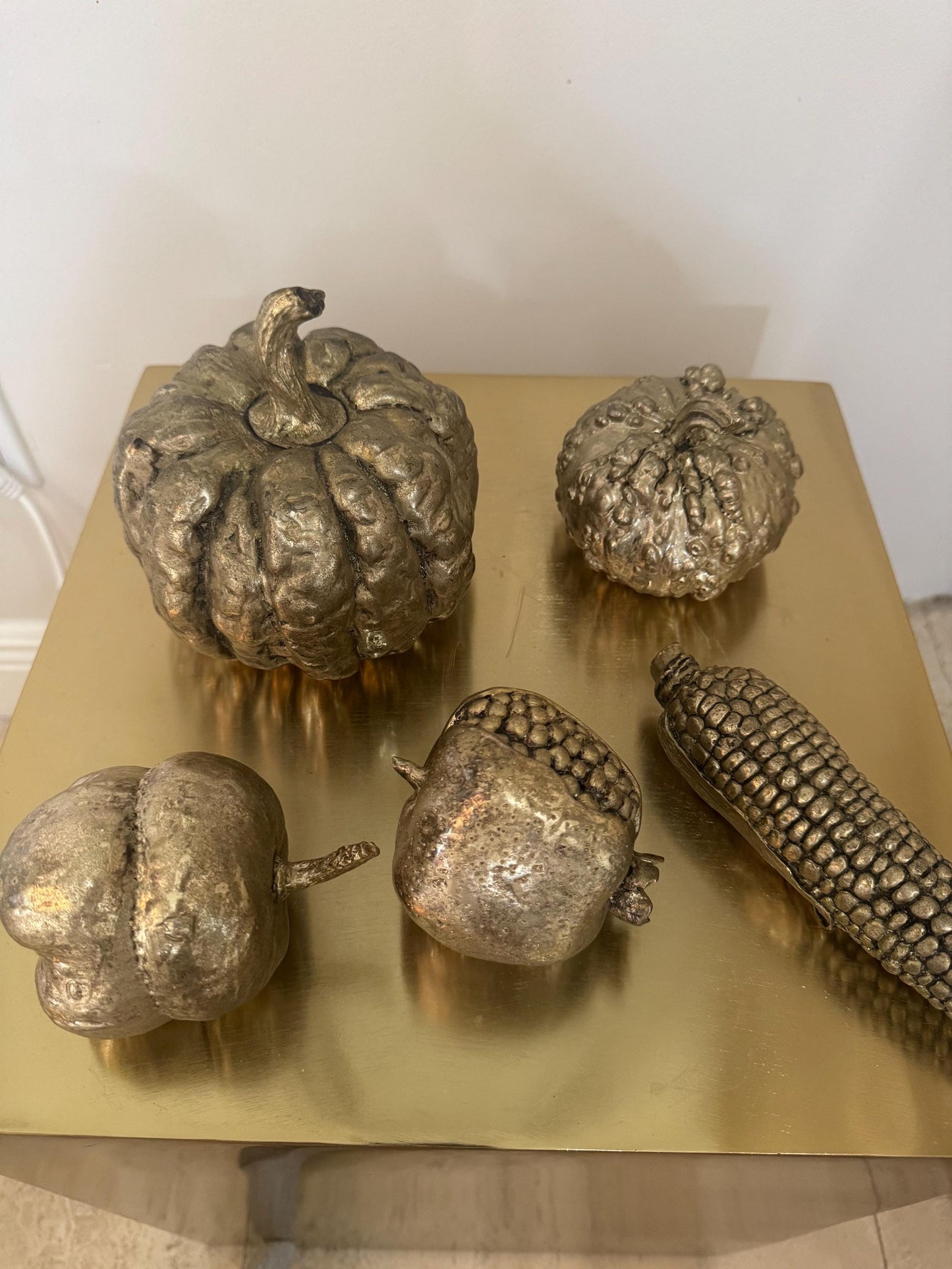 Display Vegetables Silver Plated by Twos Company 1970 Five pieces Vintage Vegtable Figures Fabulous Find