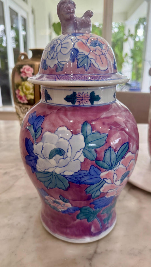 Temple Jar lavender blue with foo dog lid