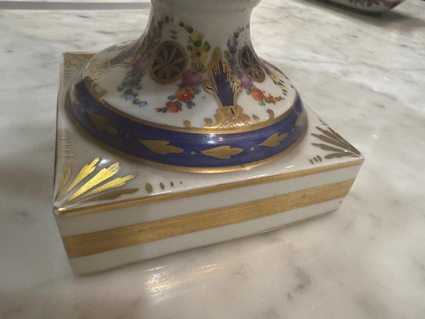 Dresden Vase Urn Floral lidded vase with handles Floral porcelain vase