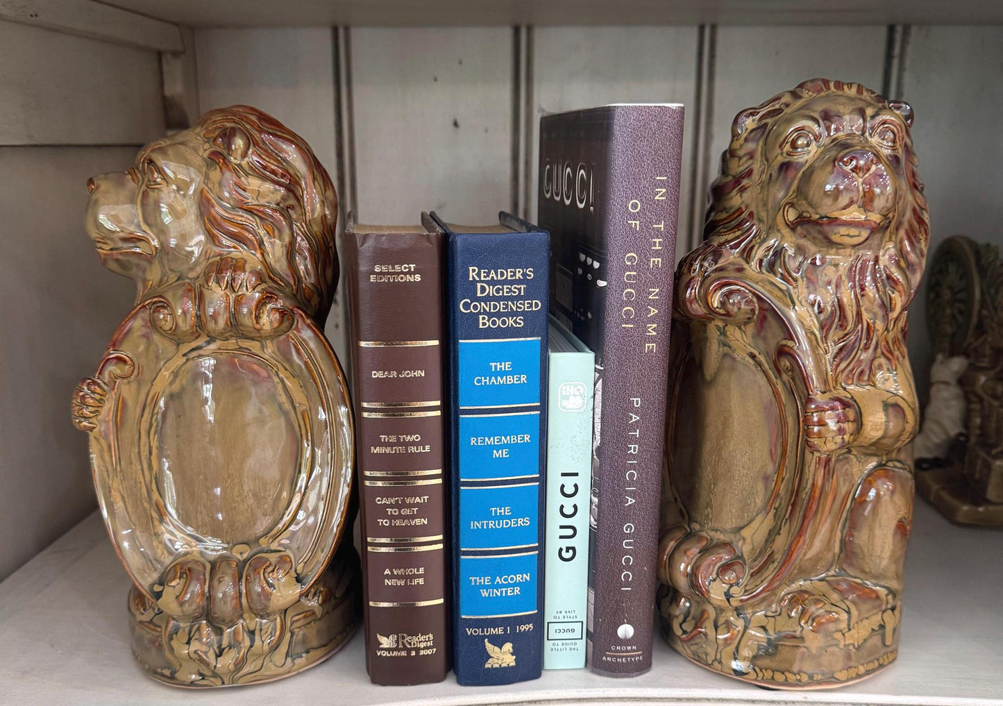 lion bookends maximalist MCM ceramic lions