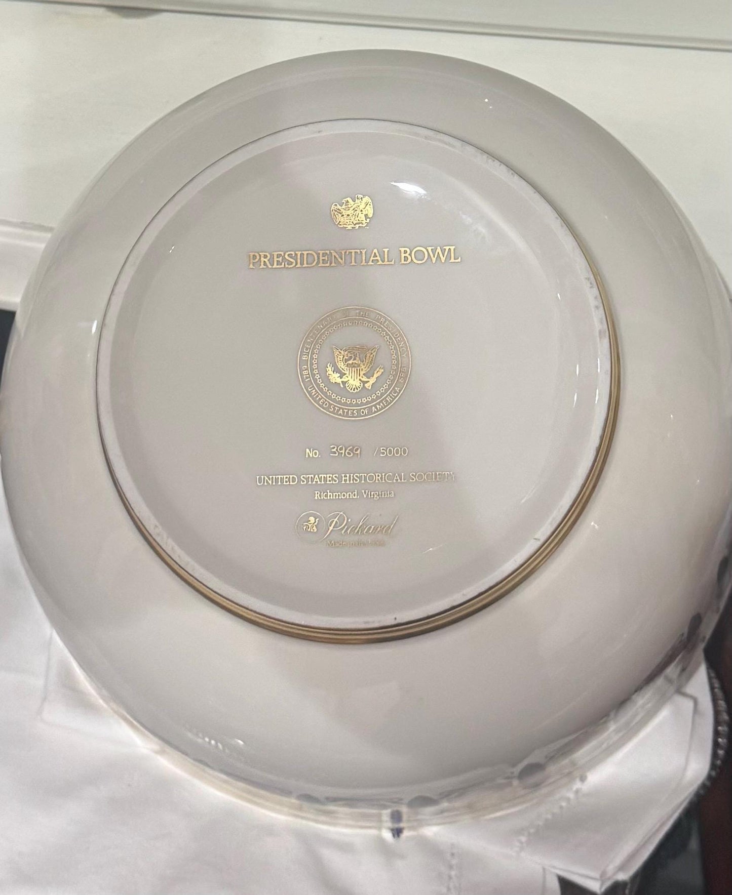 Presidential Bowl Limited Edition 1989 Porcelain bowl by Pritchard Numbered Collectible Americana Souvenir Hall of Presidents