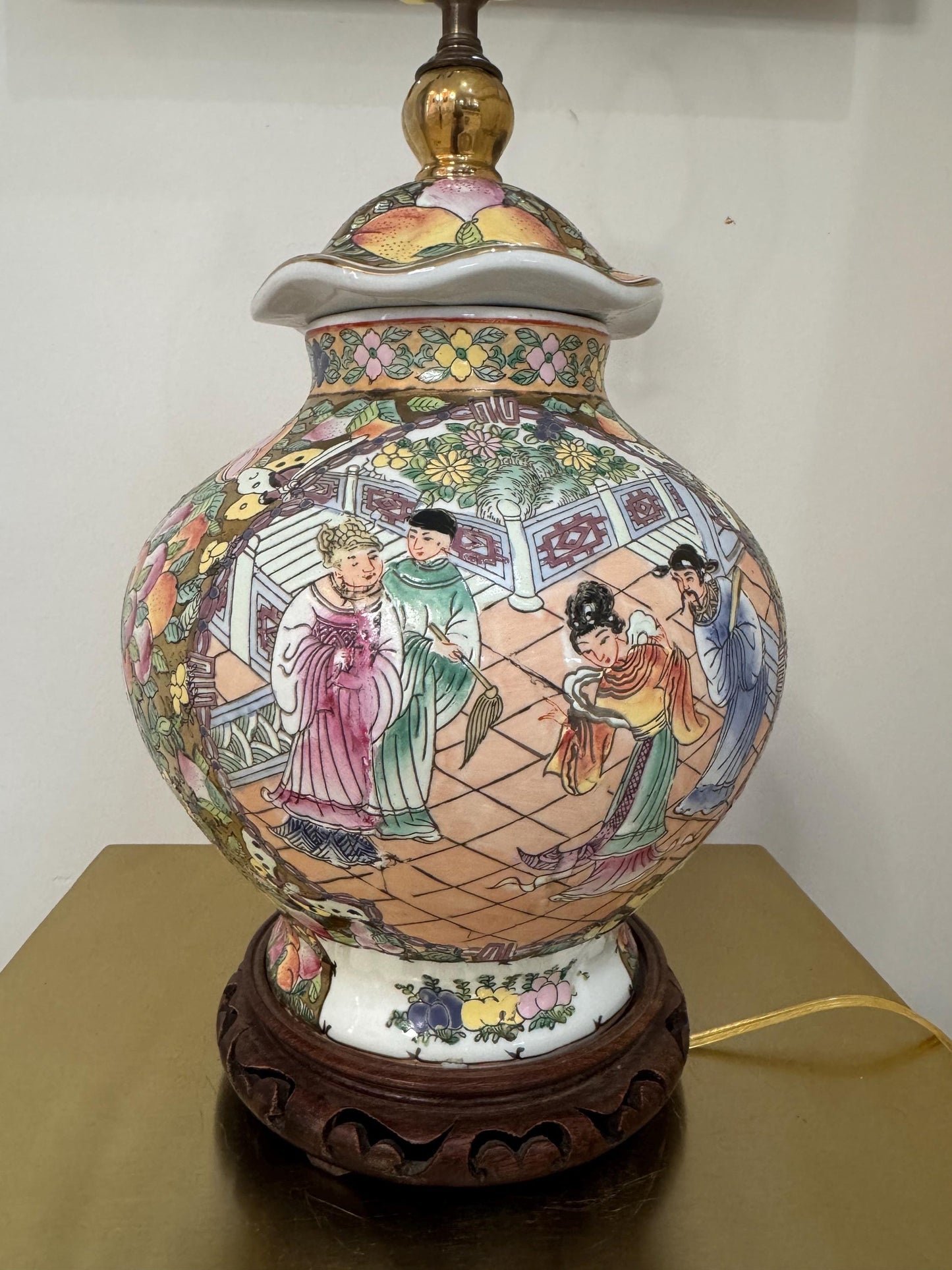 Rose Medallion Lamp Ruffle Ginger Jar Lamp
