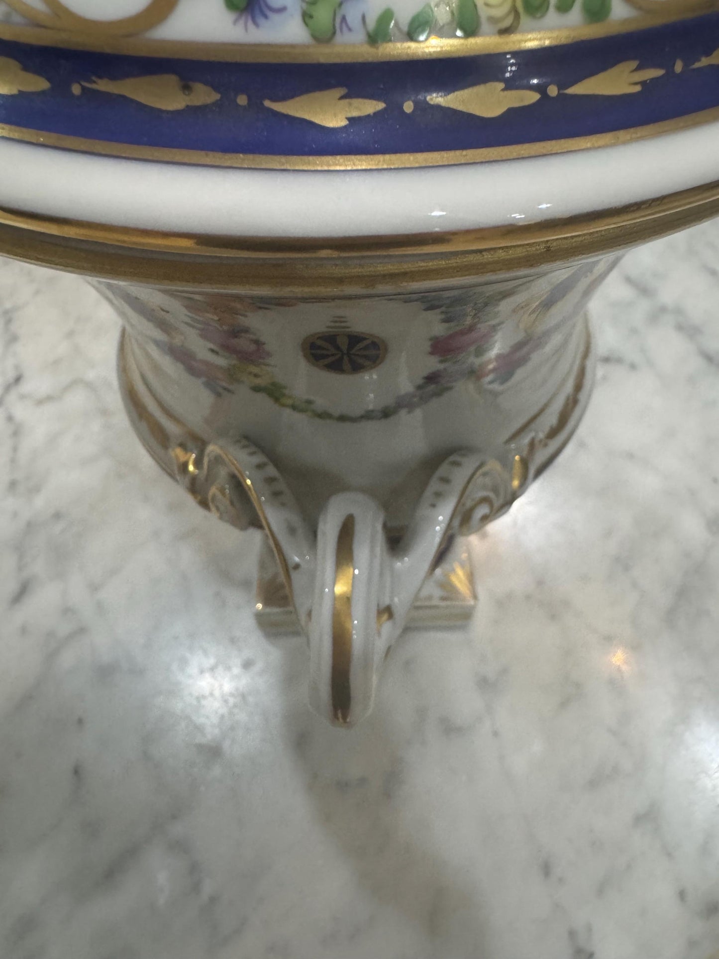 Dresden Vase Urn Floral lidded vase with handles Floral porcelain vase
