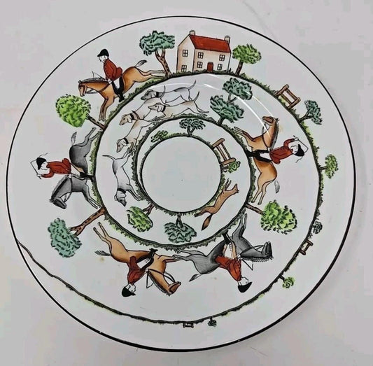 crown staffordshire Hunt Scene plates equestrian Staffordshire dinner plate salad plate set