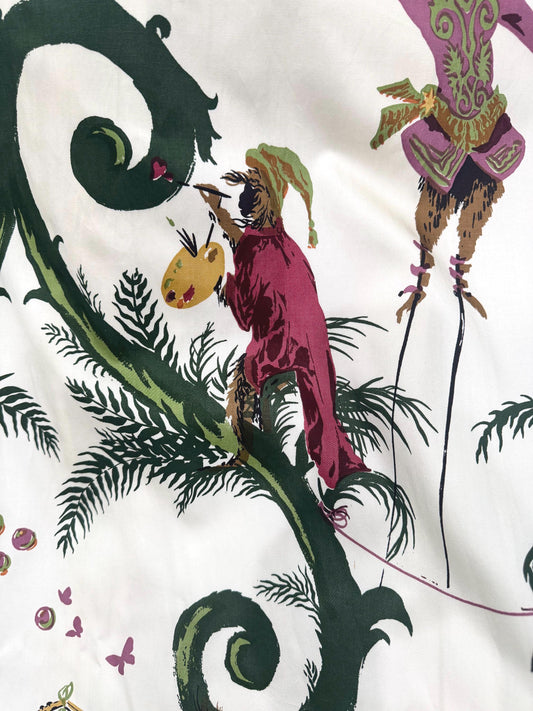 pinch pleat custom drapes with Schumacher vintage fabric