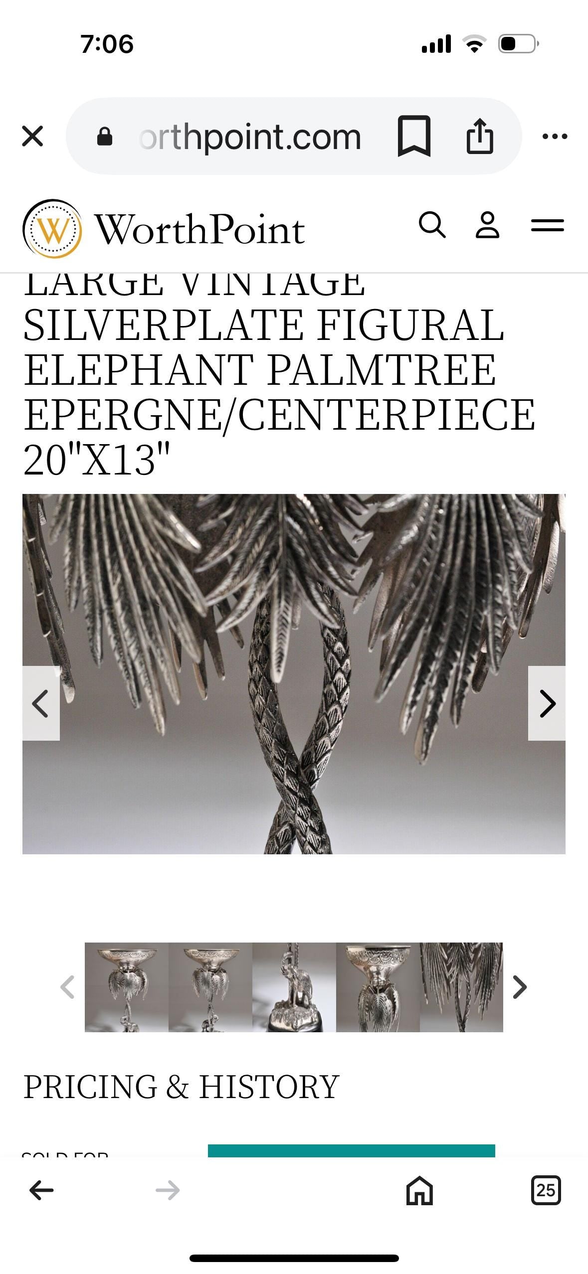 Silver Elephant Compote Bowl vintage lacquered silver from India collectible Animal bowl