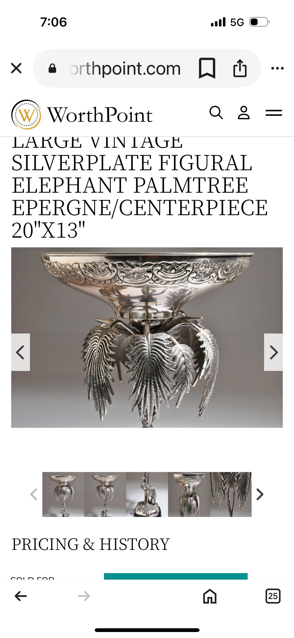 Silver Elephant Compote Bowl vintage lacquered silver from India collectible Animal bowl