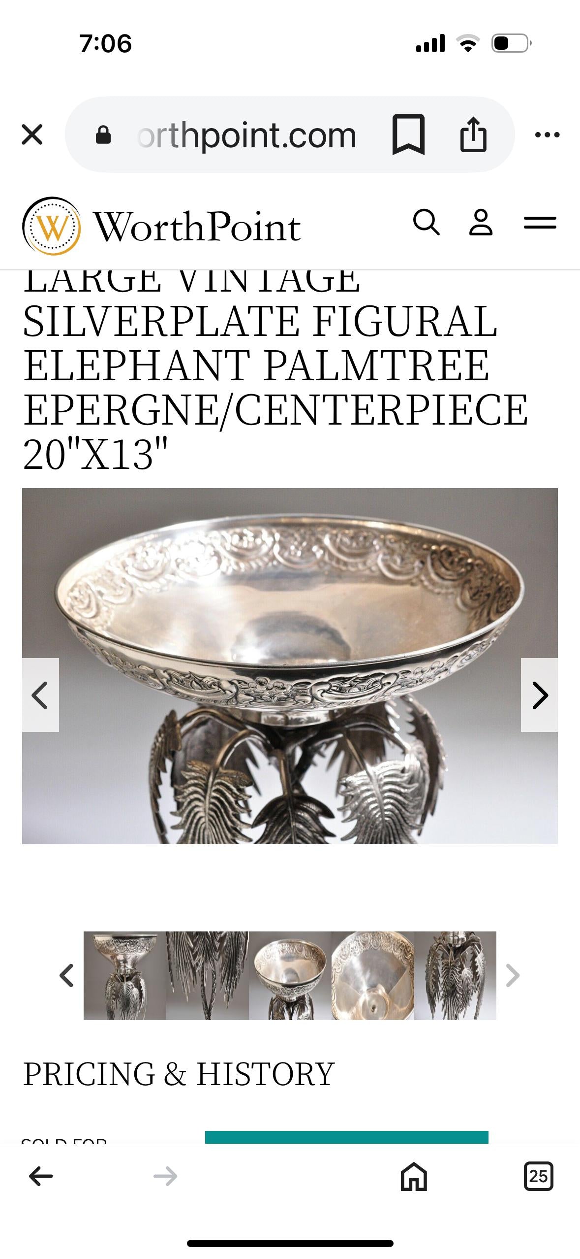 Silver Elephant Compote Bowl vintage lacquered silver from India collectible Animal bowl