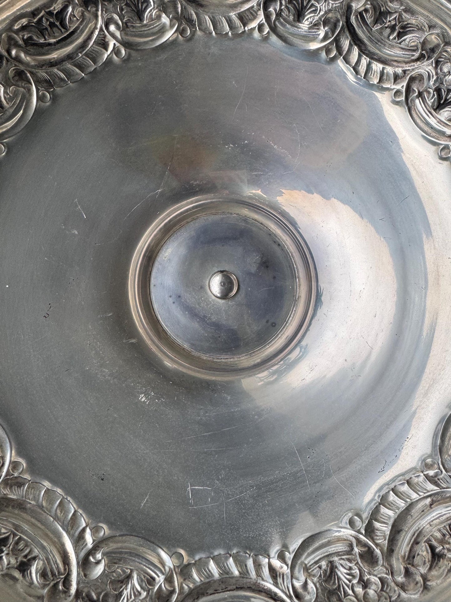 Silver Elephant Compote Bowl vintage lacquered silver from India collectible Animal bowl