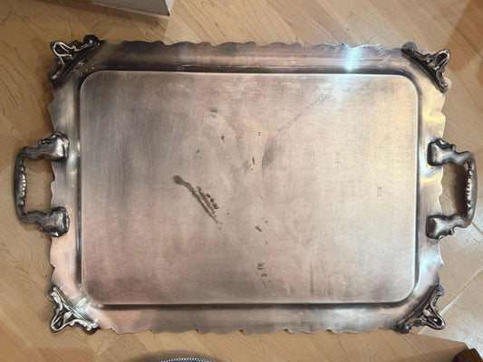 silver over copper tray serving piece