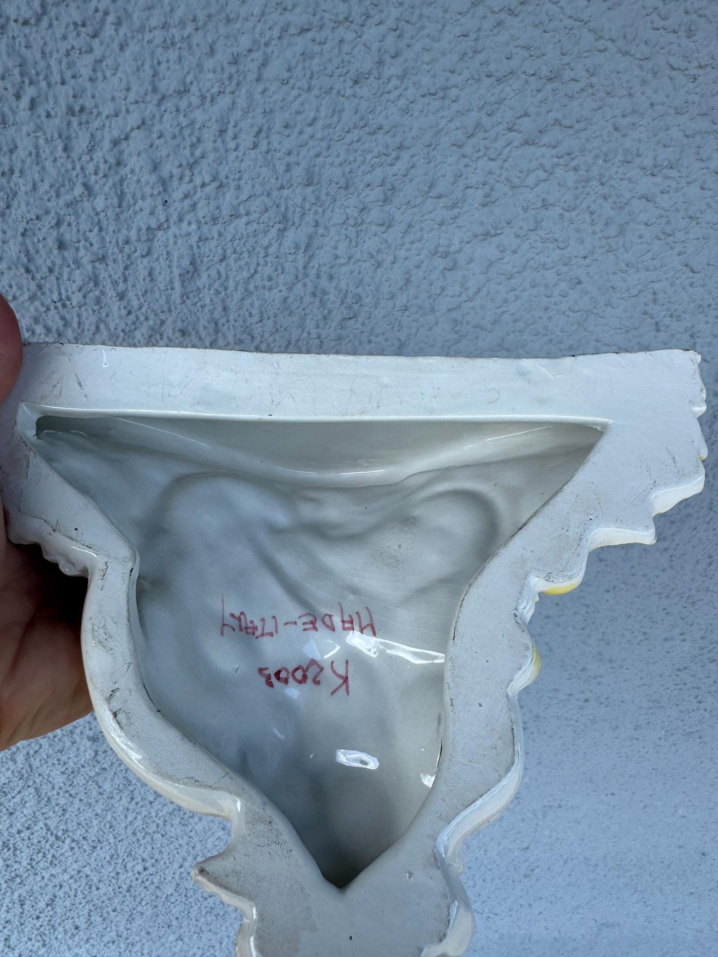 Wall Sconce Porcelain Italian signed made in Italy white and yellow sconce shelf vintage