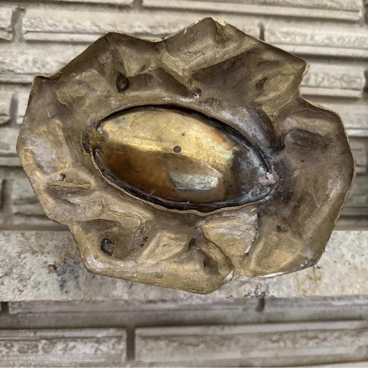 Brass shell planter vintage shell decor Coastal brass decor