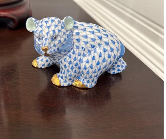 Blue Herend Bear Figurine very collectible