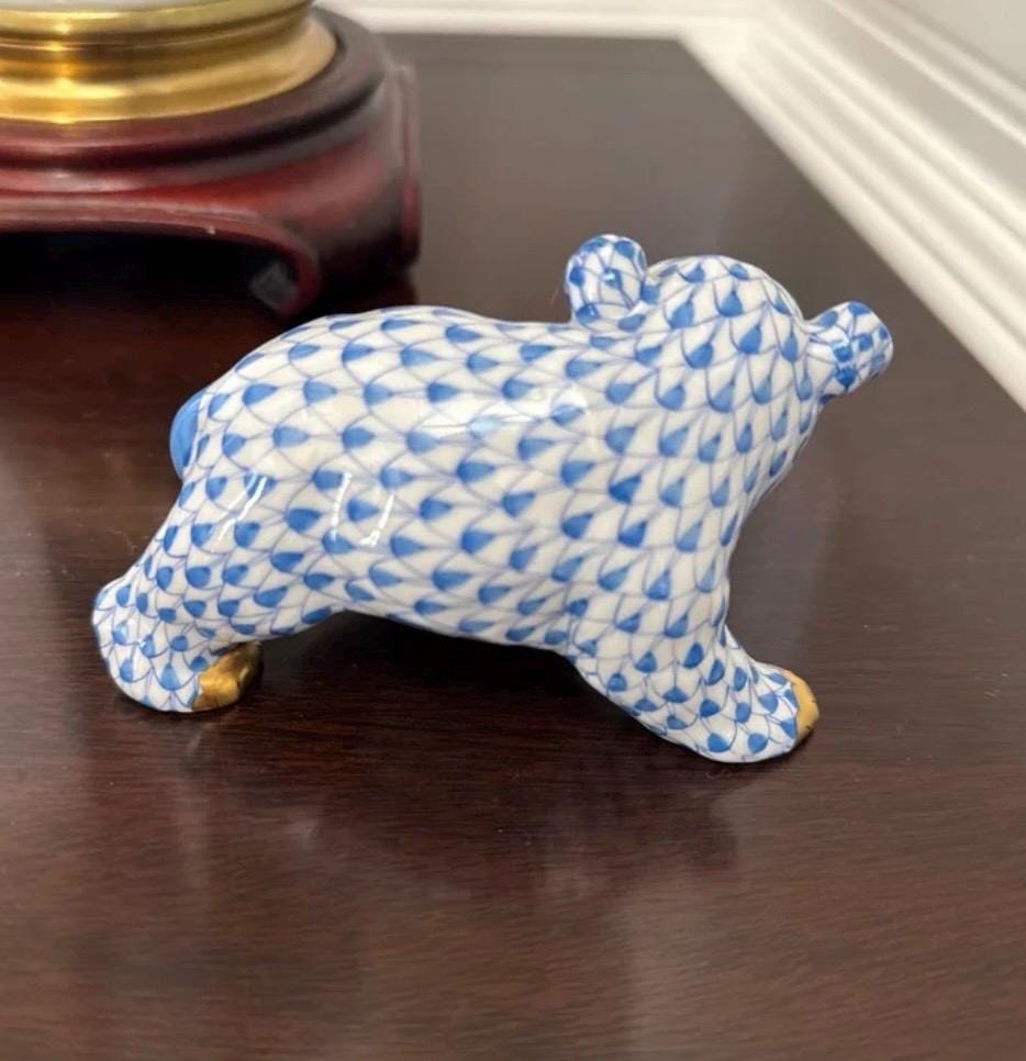 Blue Herend Bear Figurine very collectible