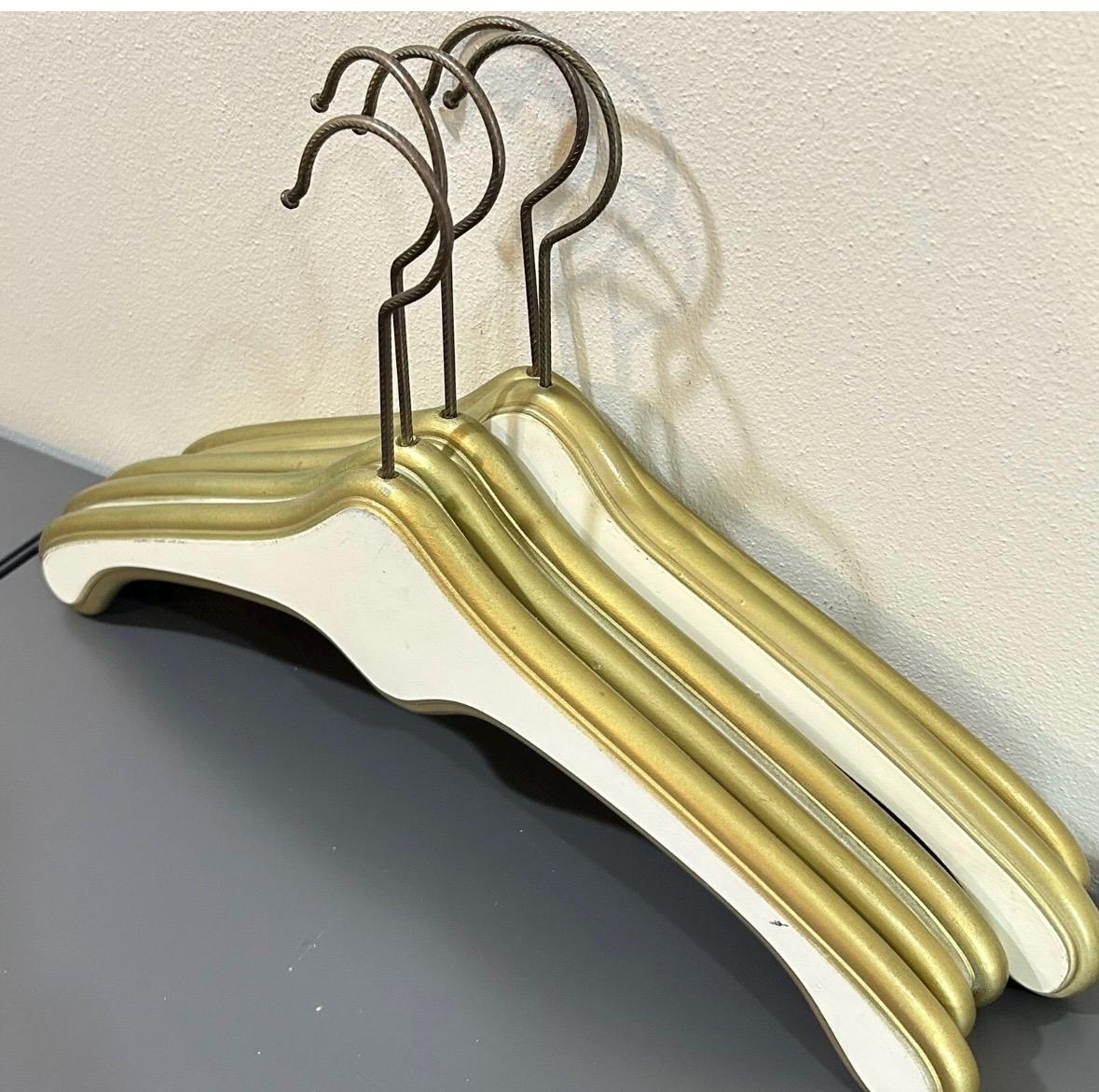 Clothing Hangers Hollywood Regency Vintage Bridal or Display Ivory gold Florentine style hanger set RARE