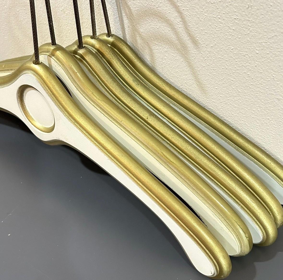 Clothing Hangers Hollywood Regency Vintage Bridal or Display Ivory gold Florentine style hanger set RARE