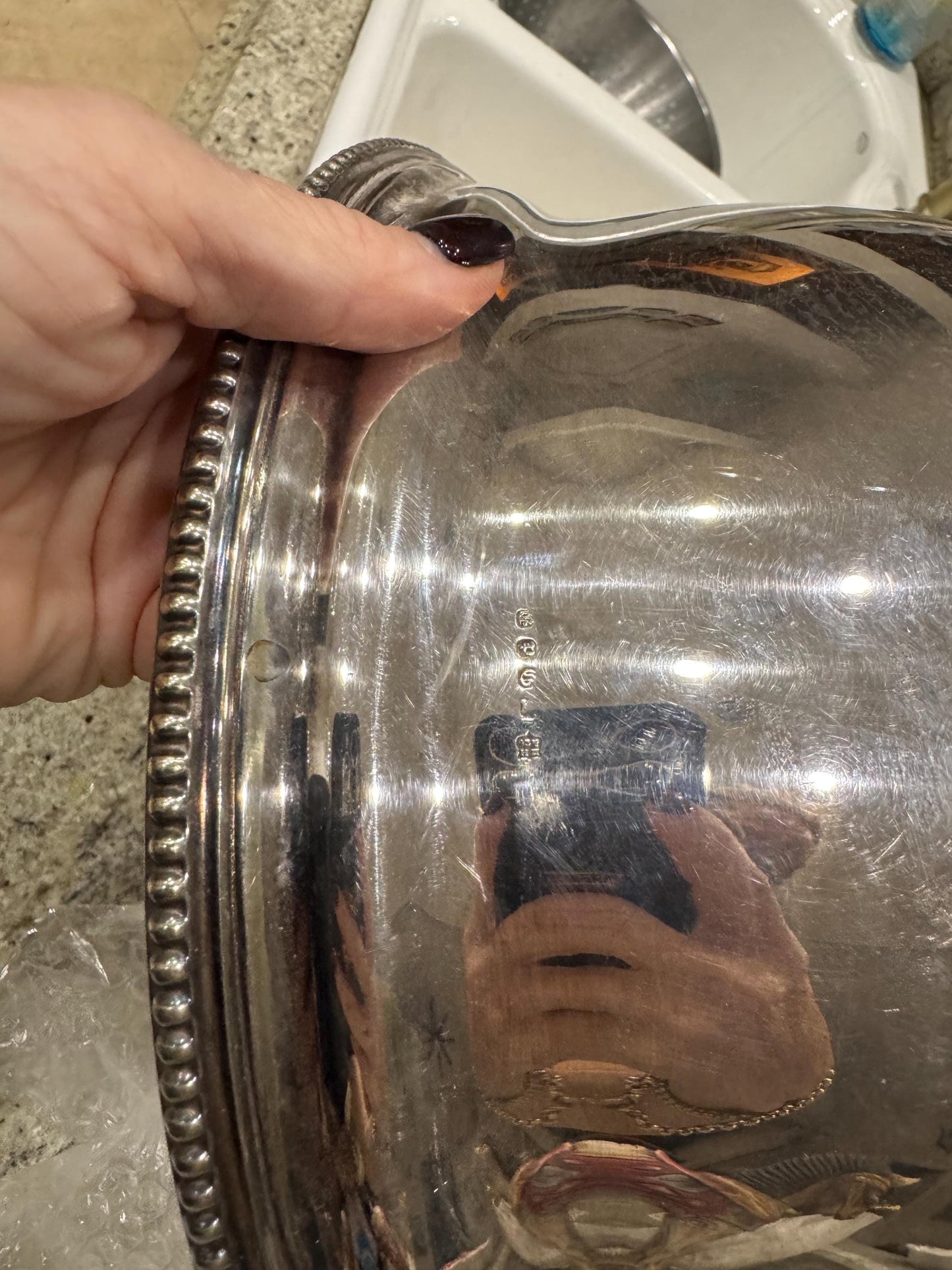 Sterling Silver Meat Dome Sheffield England 1900 George Sherwood and Sons family crest