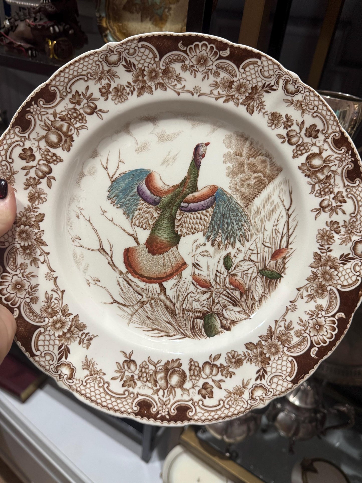 Johnson Brothers Wild Turkey Dinner Plates Rare