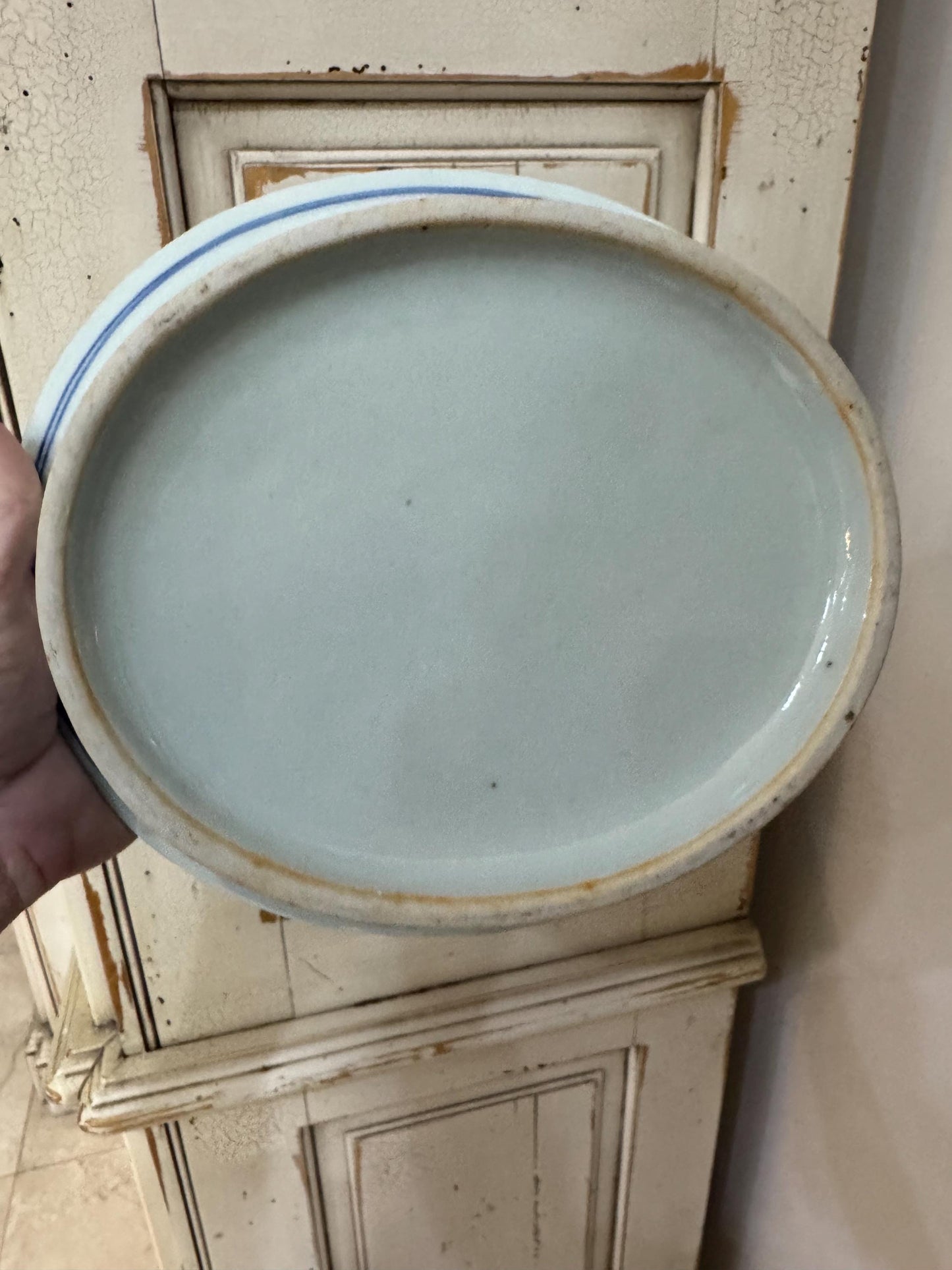 Antique Blue Willow Chestnut Bowl reticulated Blue Willow bowl