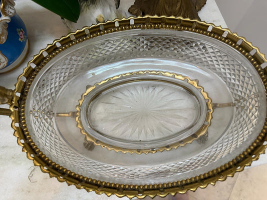 Crystal French ormolu Antique bowl Baccarat style Stunning piece highly sought after
