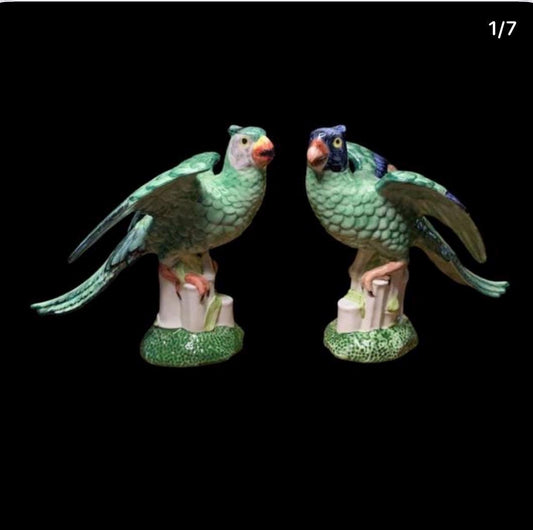 Birds pair porcelain Chelsea House made in Italy vintage pair of birds
